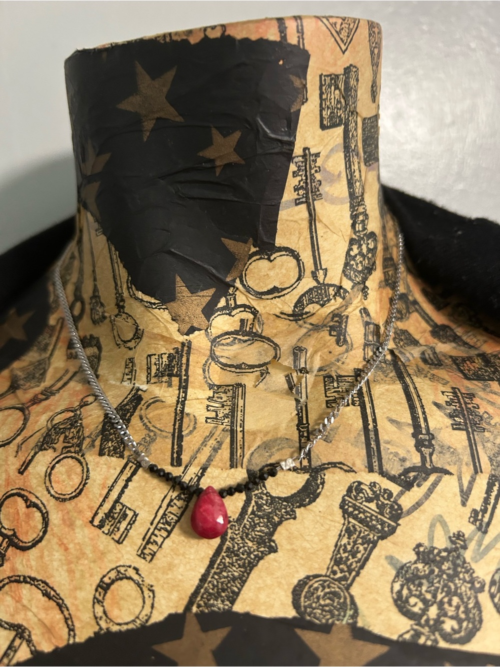 Stainless Steel Chain with Ruby & Spinel beads